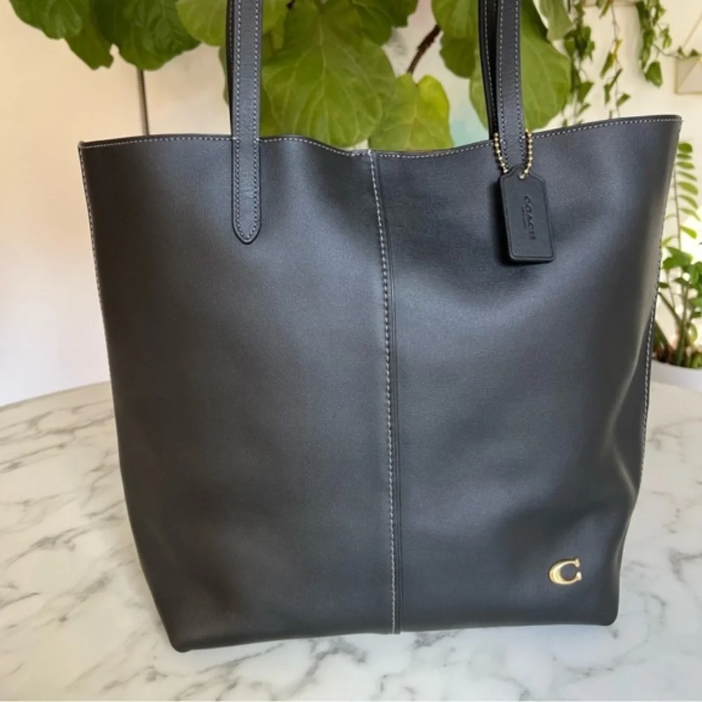 COACH Nomad North Tote CN318 Black Double Face Leather Brass Large Shoulder Bag